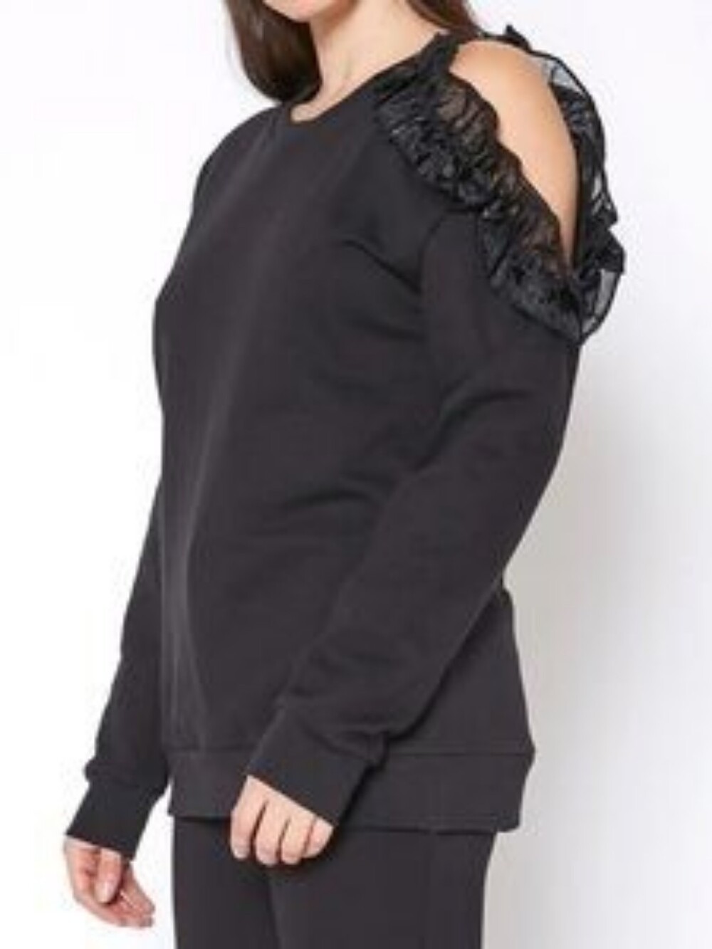 R 0 & D E Cold Shoulder Ruffle Sweatshirt - Women's Size Large